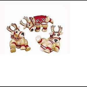 Fitz and Floyd Deer Santa Tumblers, Set of 3
